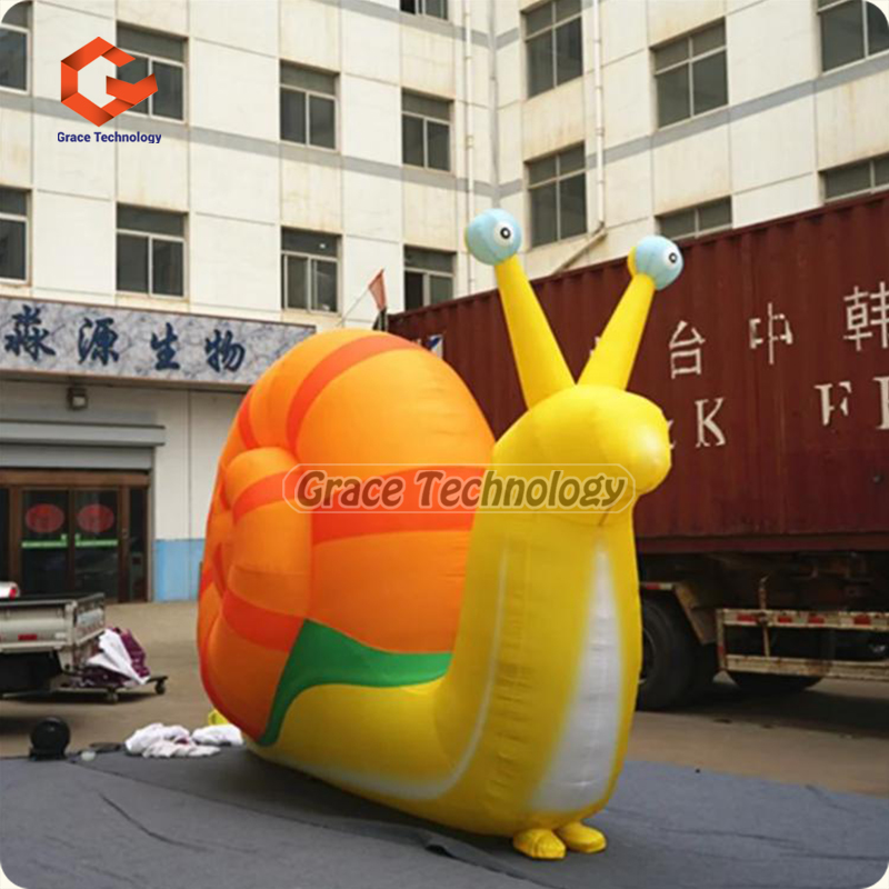 Yellow Orange Inflatable Snail Animal Balloon Lovely Inflatable Snail Cartoon Model