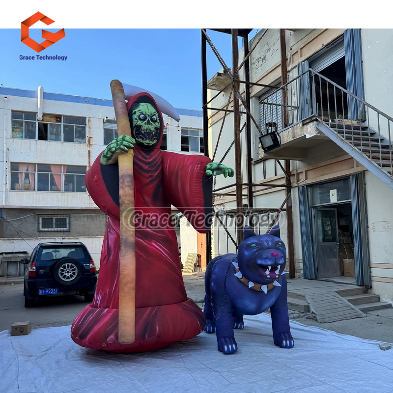 Halloween Event Party Inflatable Decoration Customized 4m Giant Inflatable Death With Felhunter