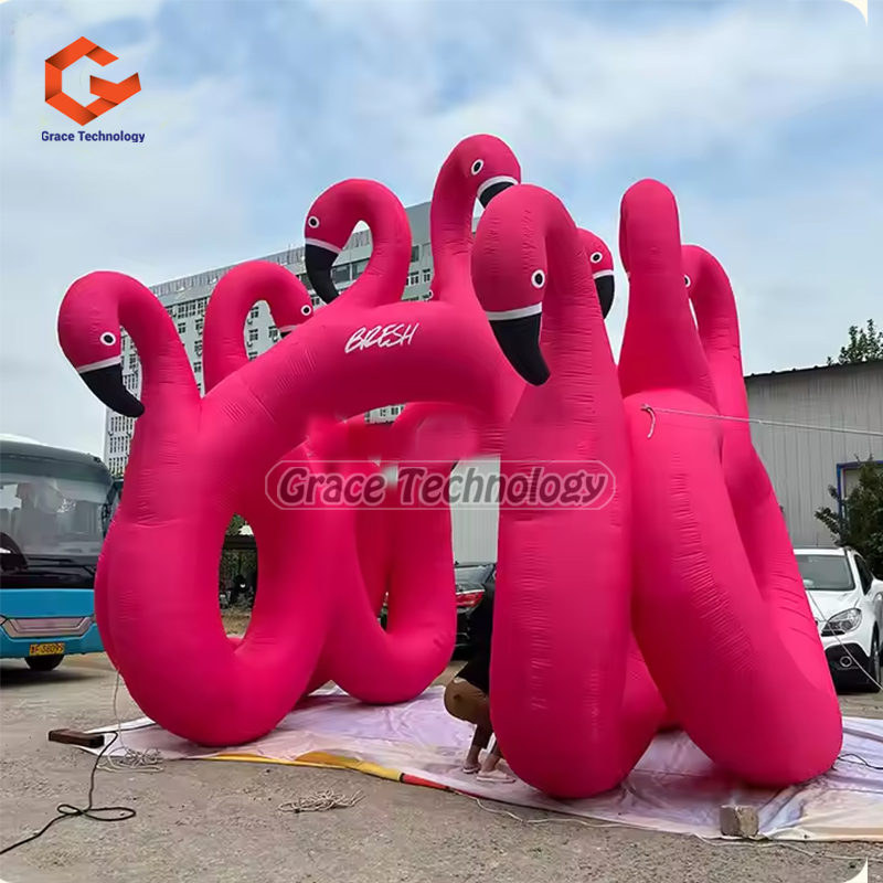 Custom Art Design Advertising Arch Giant pink Inflatable Flamingo Gate