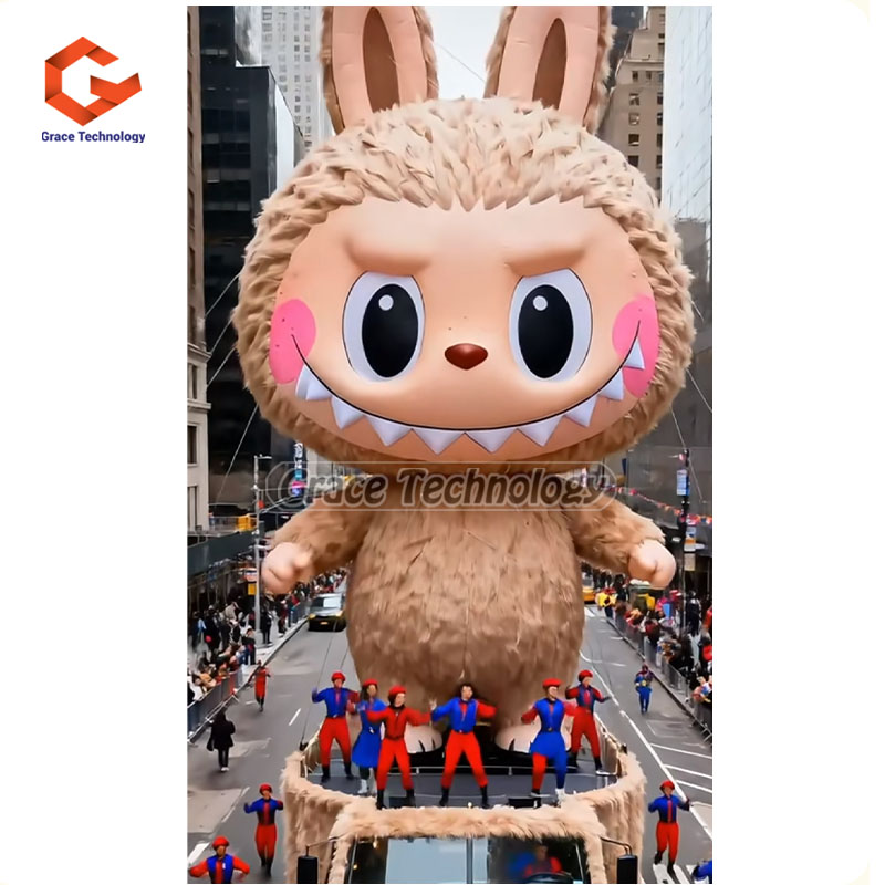 CE Wholesale Adult Inflatable Plush Rabbit Mascot Costume Labubu Cartoon Character Suit for Enjoyment