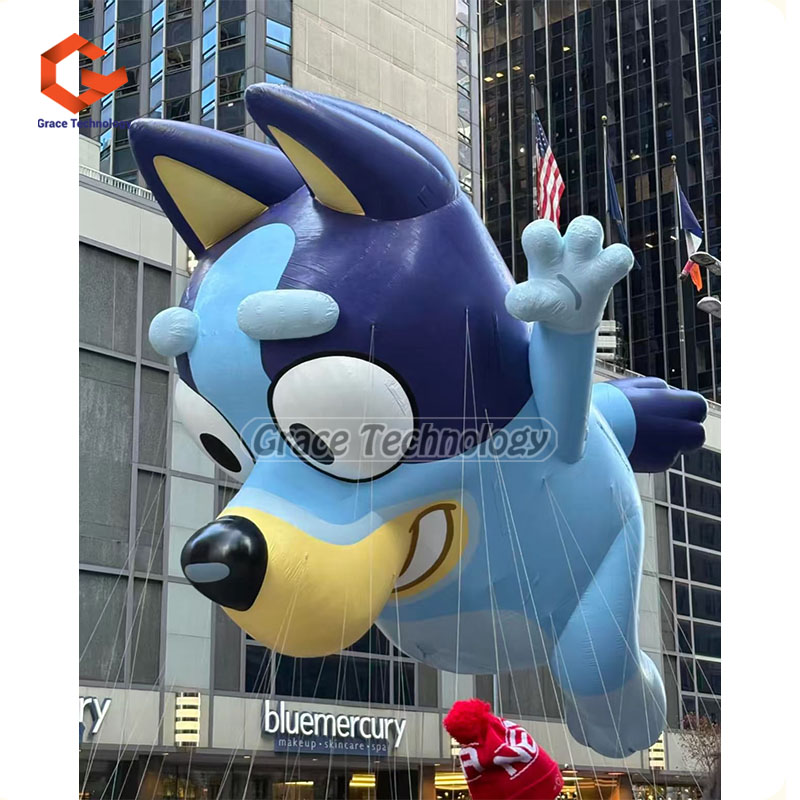 Popular Inflatable Bingo Dog Cartoon Character Balloon air Blow up Cartoon Blue Dog Model for Advertising Decoration