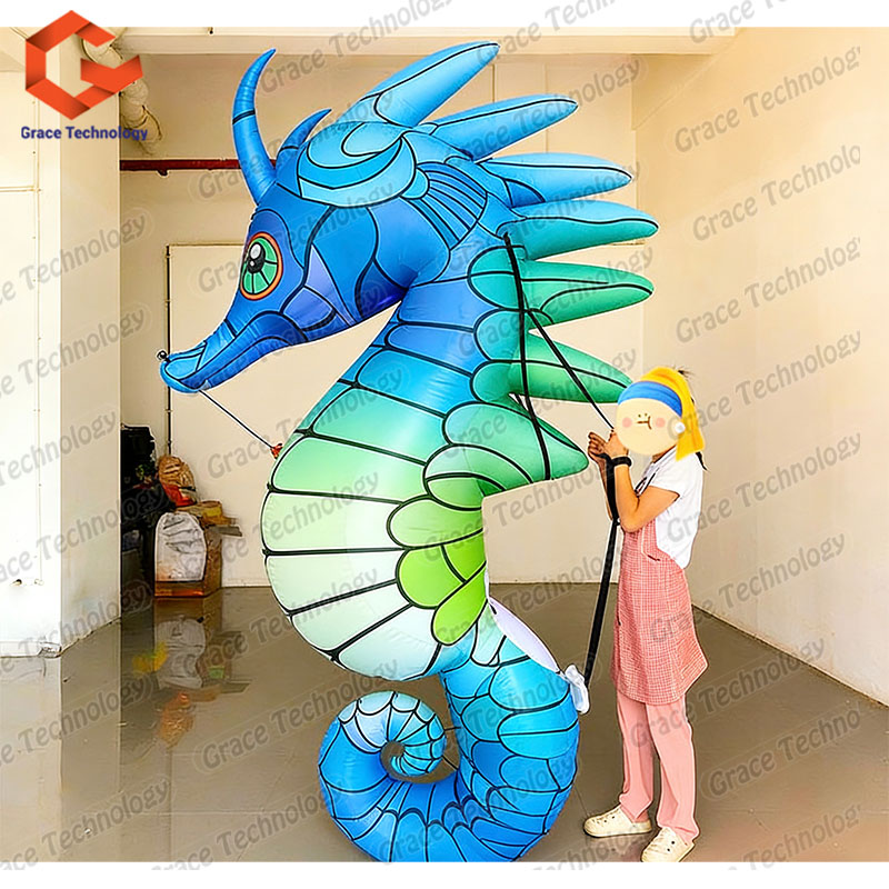 Ocean Theme Party Inflatable Marine Animal Parade Suit Inflatable Seahorse Costume With Led Light for Performance
