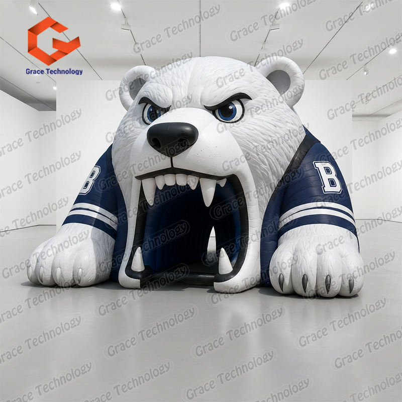 Custom Inflatable Tiger Tunnel Tent Decorations Stage Inflatable Mascot Head Tunnel for Sports Entrance