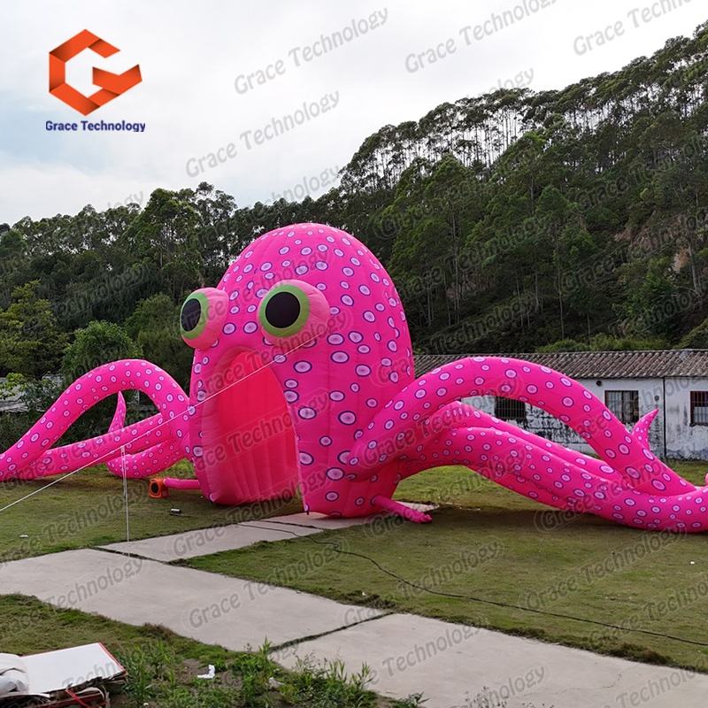 Giant Inflatable Octopus Full Color UV Printed Oxford Cloth Inflatable Purple Fierce Octopus for Event Advertising