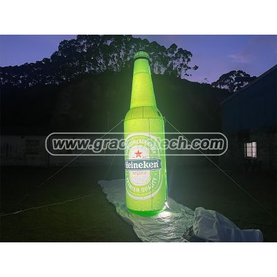 LED Lighting Inflatable Beer Bottle Advertising Inflatable Heineken Bottle Receplicas